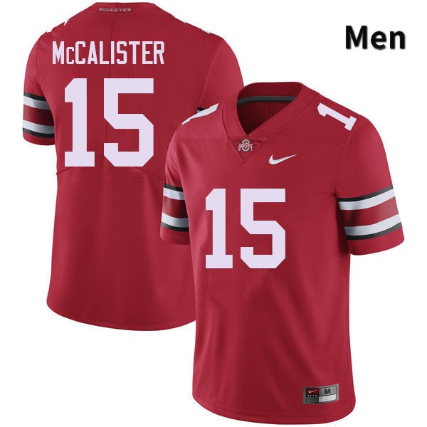 Ohio State Buckeyes Tanner McCalister Men's #15 Red Authentic Stitched College Football Jersey